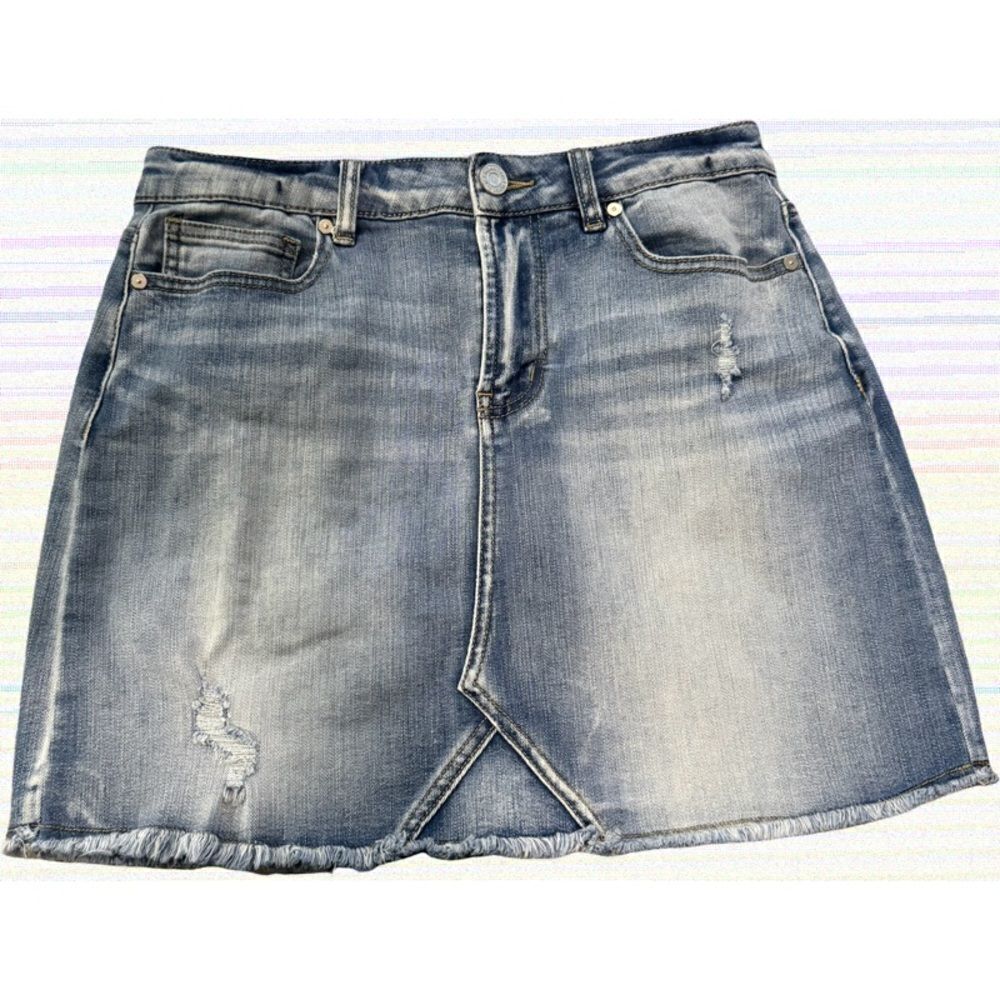 Adorable mini Denim indigo rein skirt distressed size 7 EUC - Picture 1 of 5